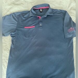 Foot Joy FJ Men’s Large Golf Shirt Gray Blue Pink La Cantera Resort Logo